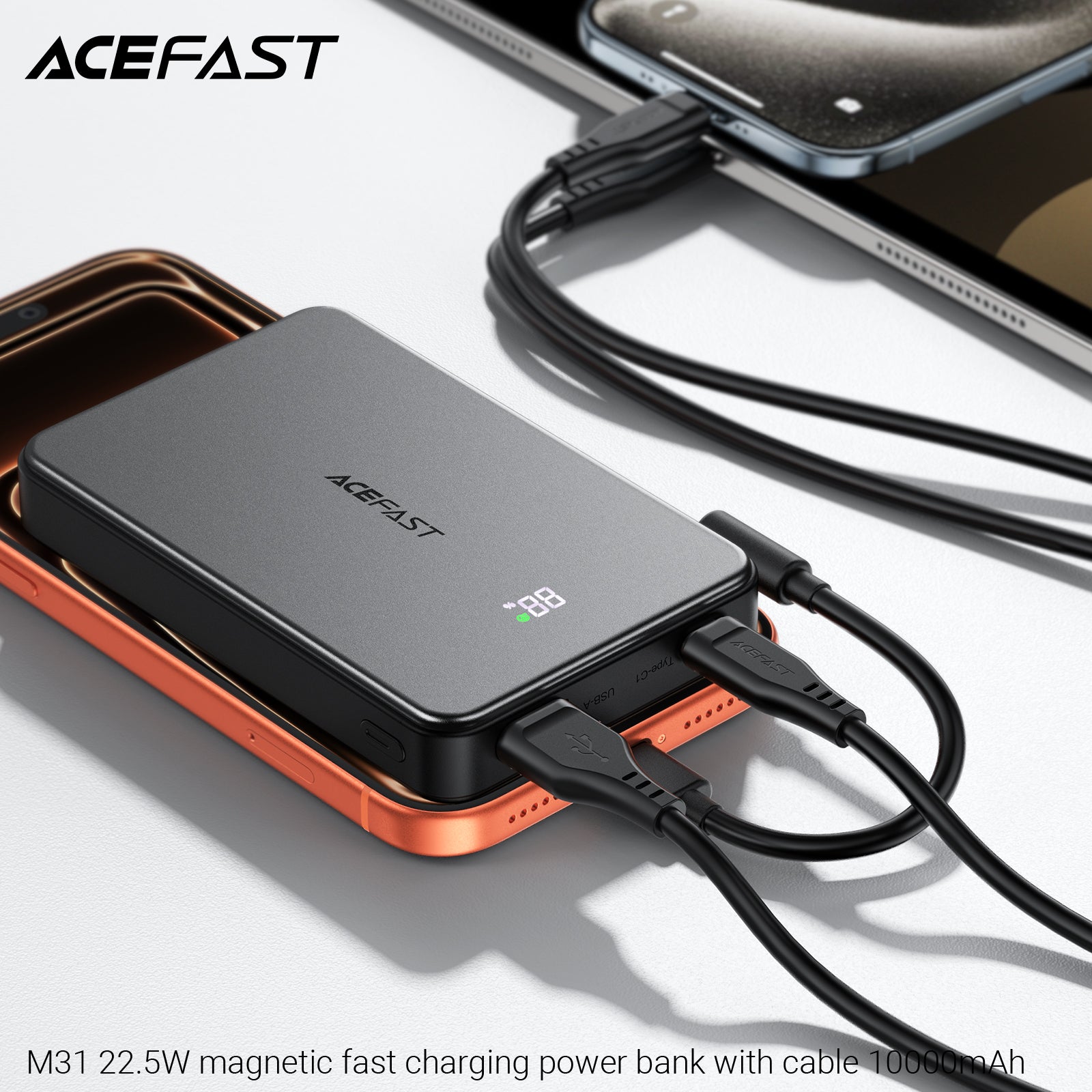 ACEFAST M31 22.5W Magnetic Fast Charging Power Bank with Cable 10000mAh