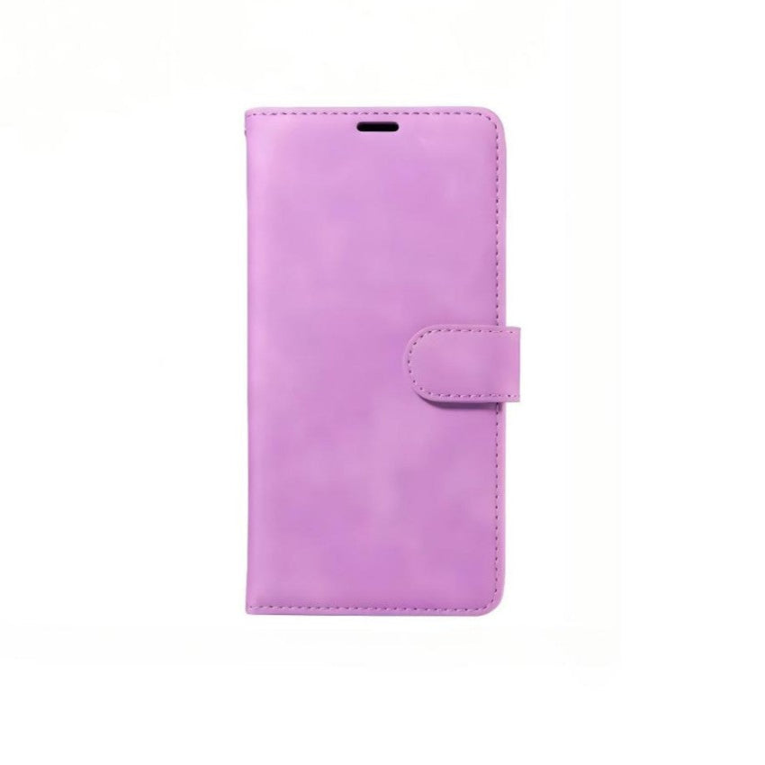 Front view of purple MatteCase Series Samsung Leather Case with magnetic closure. Soft pastel leather case for Samsung smartphones.