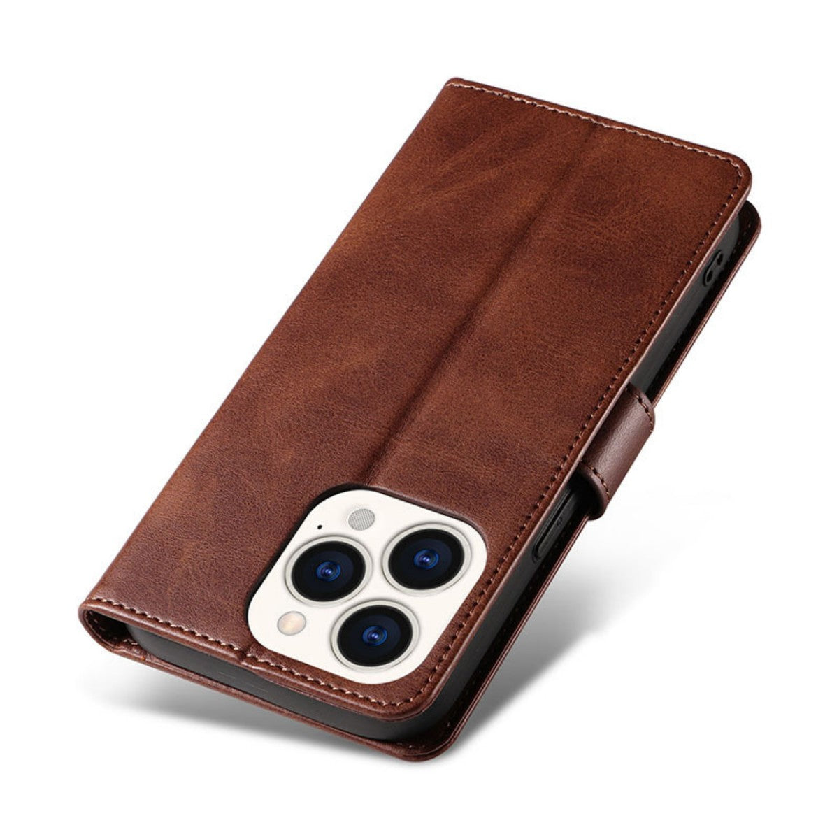 Back view of brown MatteCase Series Samsung Leather Case with camera cutout. Rich leather texture for Samsung phone protection.