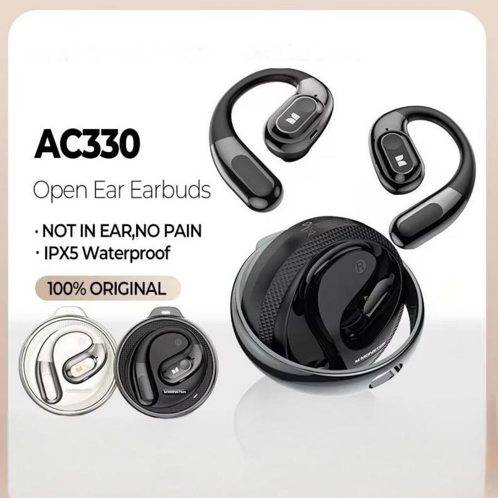 MONSTER AC330 Open Ear Bluetooth Earphones Black - Hugmie