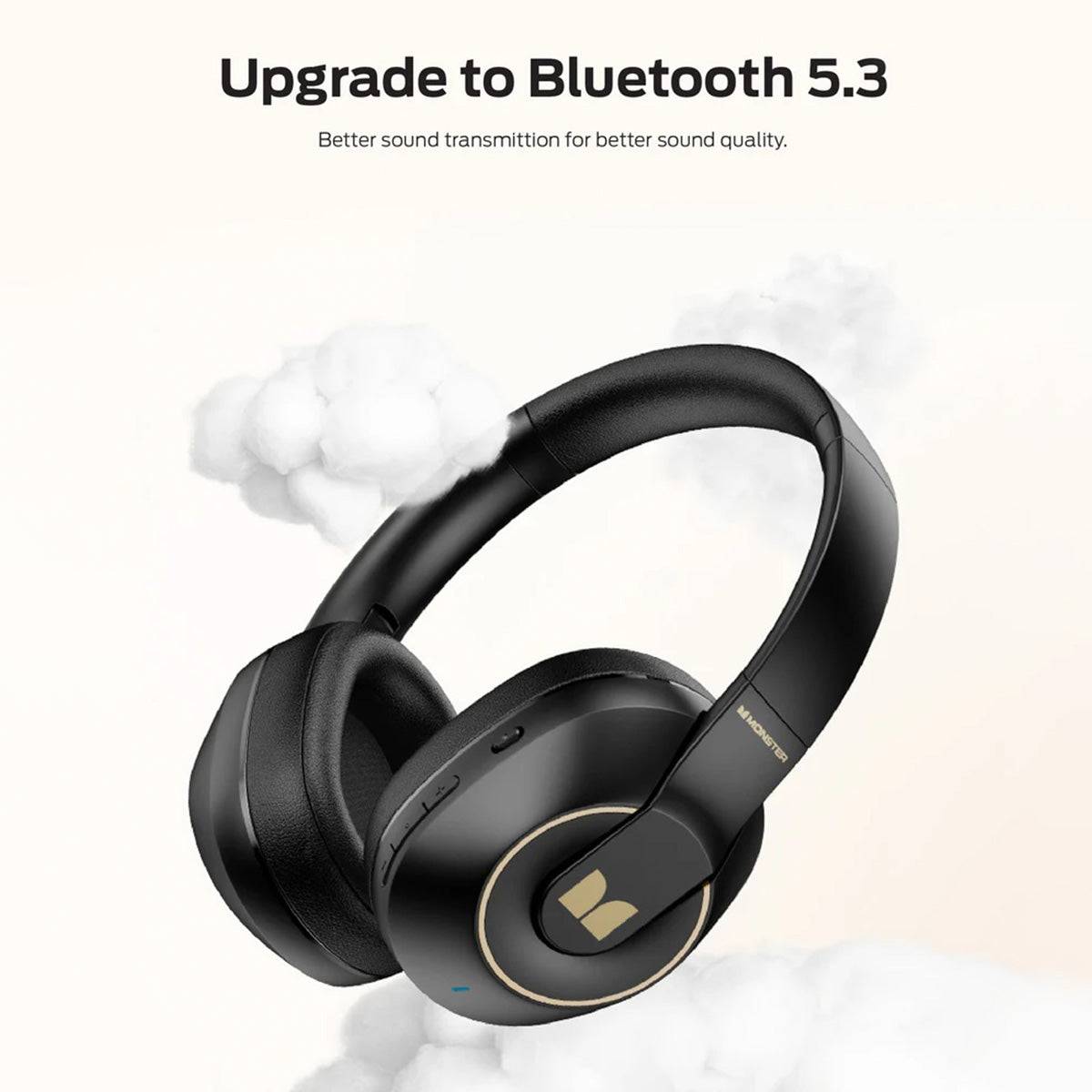 Upgrade to Bluetooth 5.3 with MONSTER XKH01 Wireless Headphones for better sound transmission, enhanced connectivity, and superior audio quality.