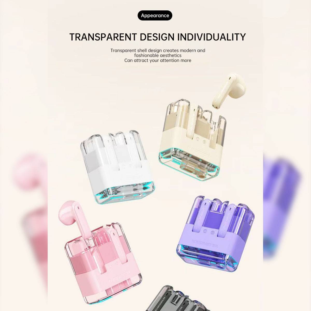 MONSTER XKT12 earphones in various colors with a transparent shell design, offering a fashionable and modern aesthetic.