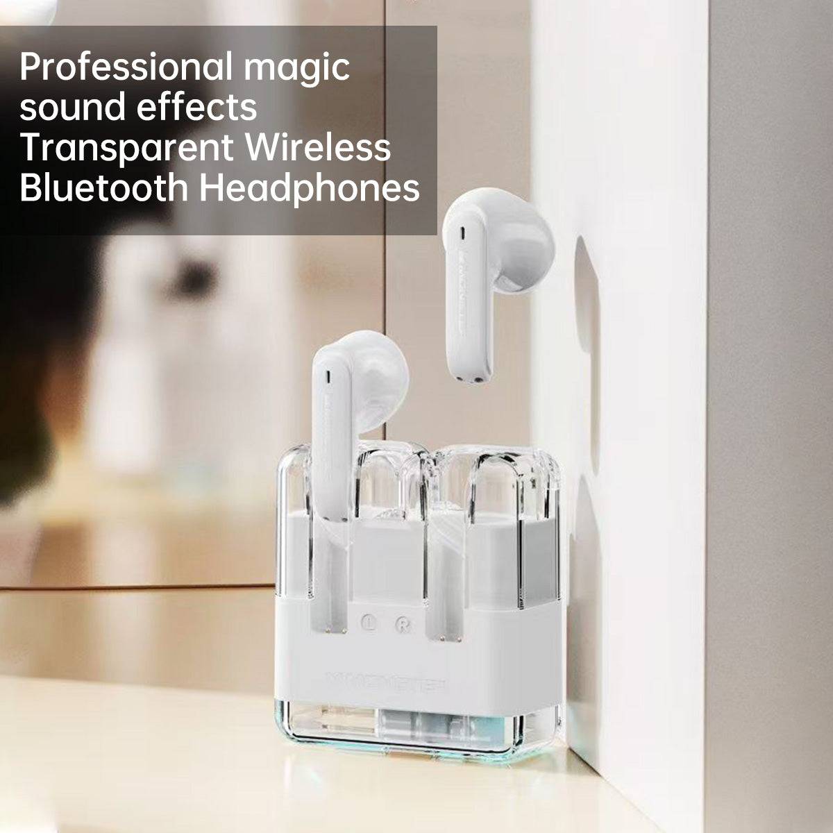 MONSTER XKT12 transparent wireless Bluetooth earphones with professional sound effects, offering a stylish and modern look.