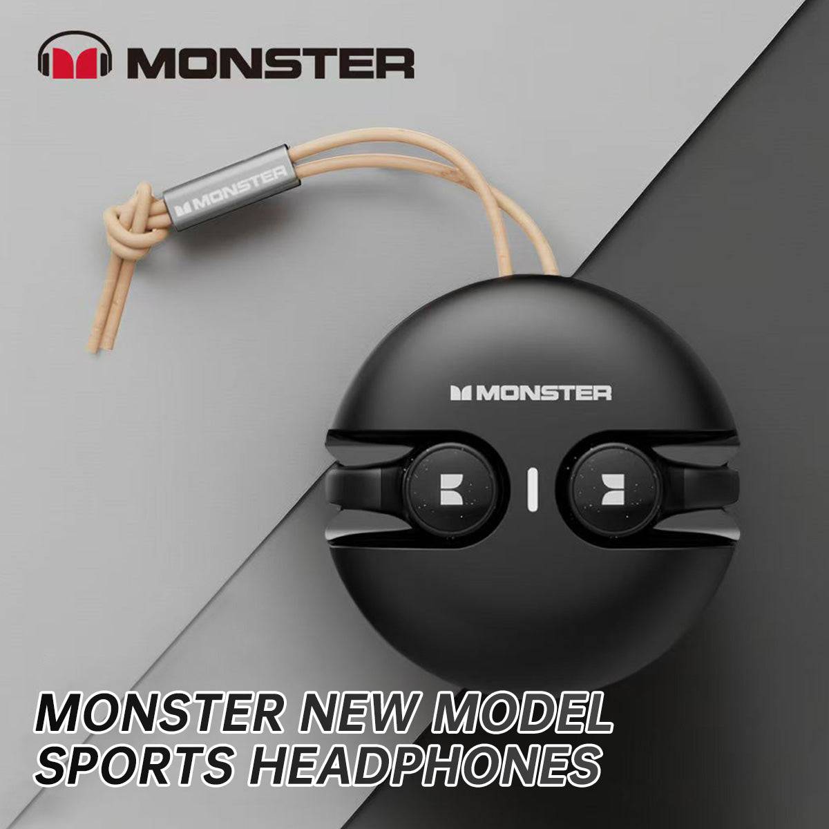 MONSTER XKT21 New Model Sports Headphones with ergonomic ear clip design for a secure and comfortable fit during workouts and daily use.
