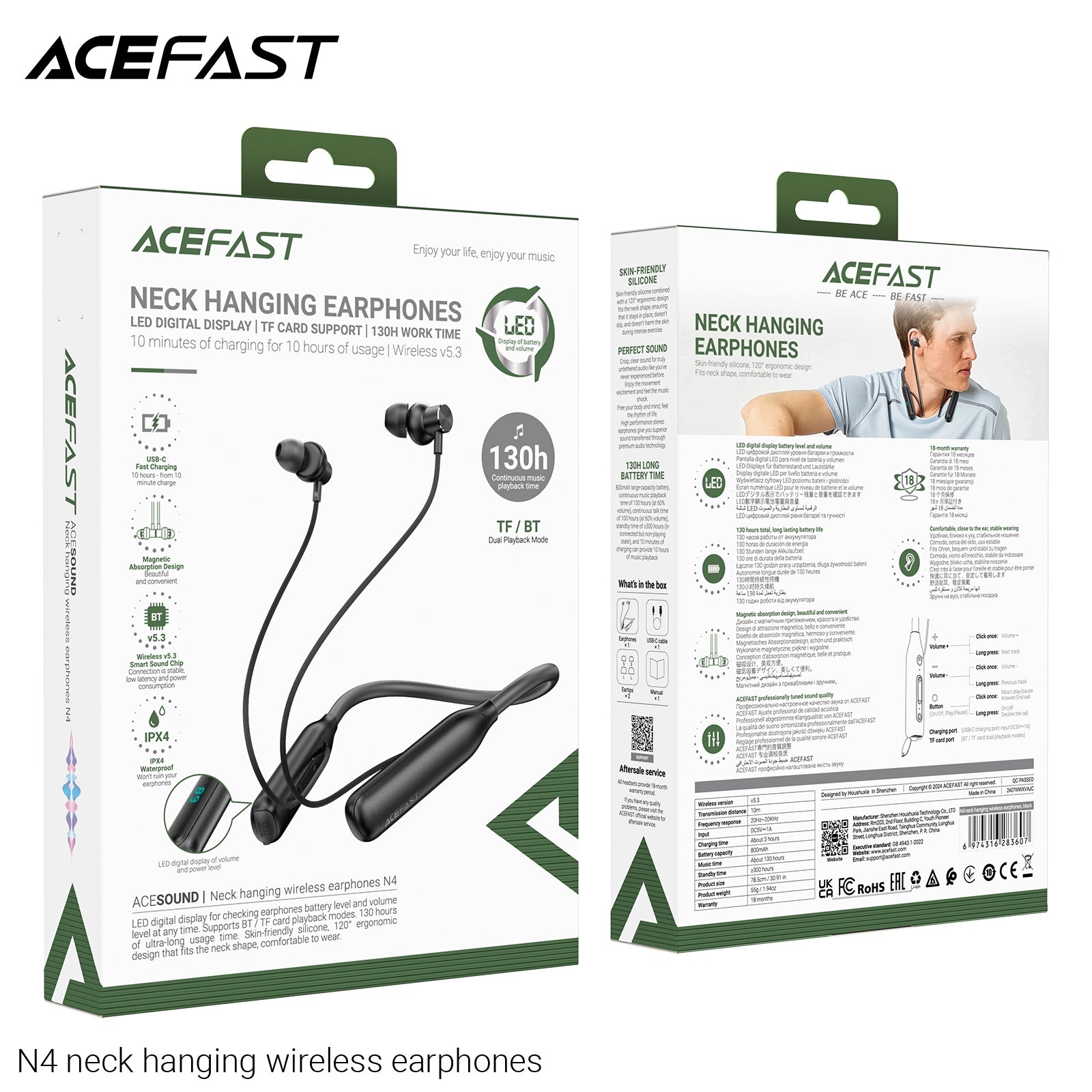 ACEFAST N4 Neck Hanging Wireless Earphones