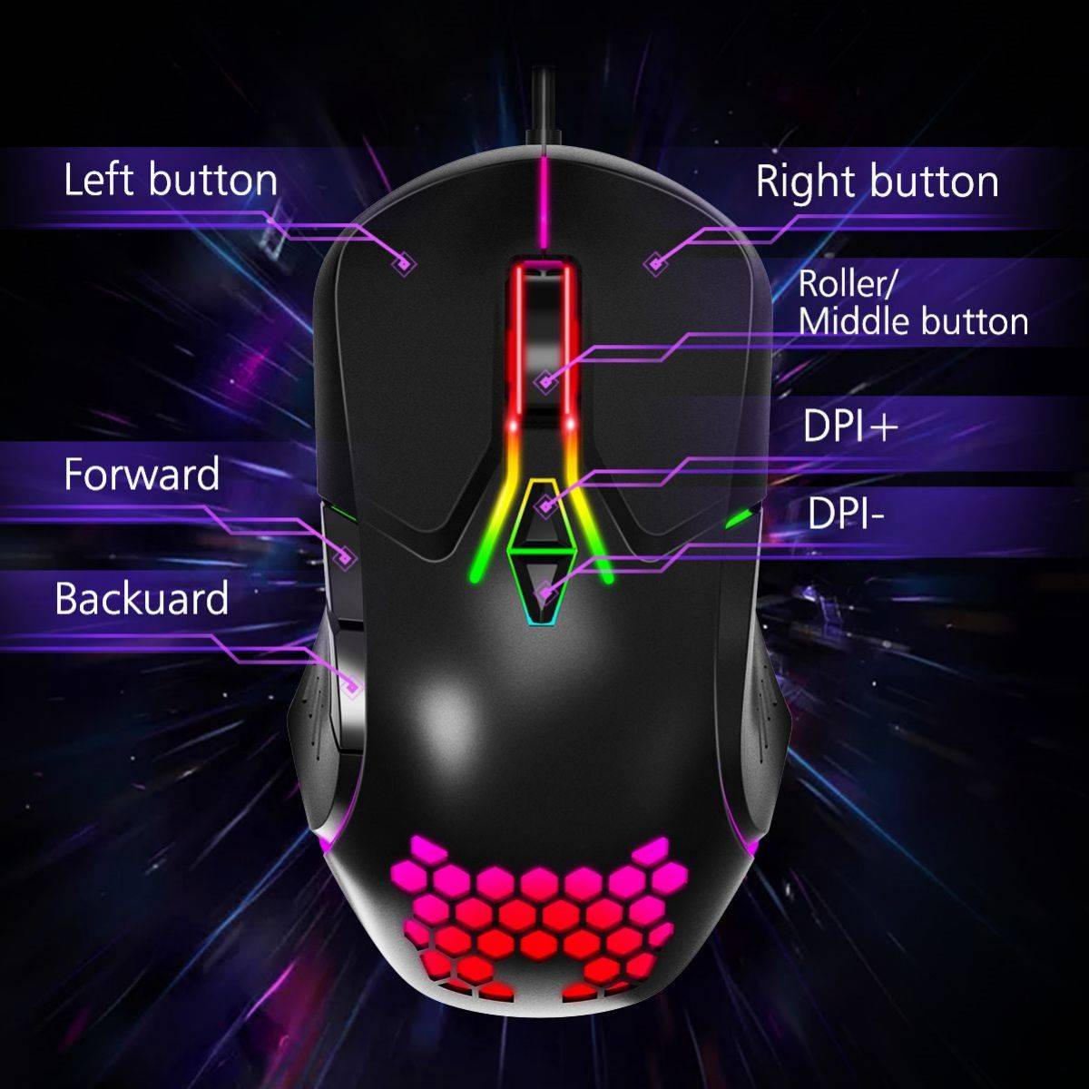 ONIKUMA CW902 Wired Gaming Mouse - Hugmie