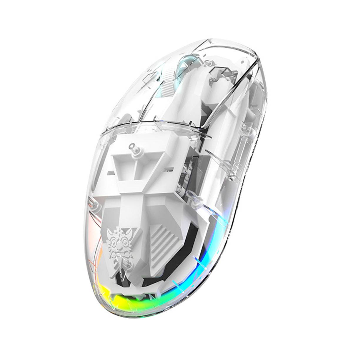 ONIKUMA CW926 Dual Mode Gaming Mouse with a unique transparent shell, customizable RGB lighting, and an ergonomic design for comfort.