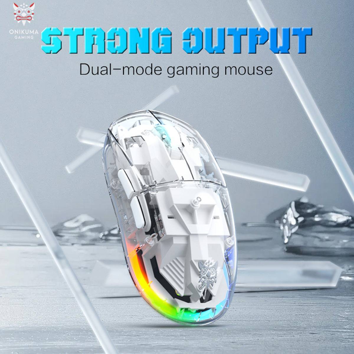 ONIKUMA CW926 Dual Mode Gaming Mouse featuring strong output performance, ergonomic design, and vibrant RGB lighting for immersive gaming.