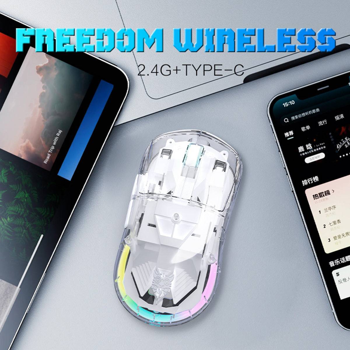 ONIKUMA CW926 Dual Mode Gaming Mouse with 2.4G wireless and Type-C wired connectivity, offering seamless compatibility with multiple devices.