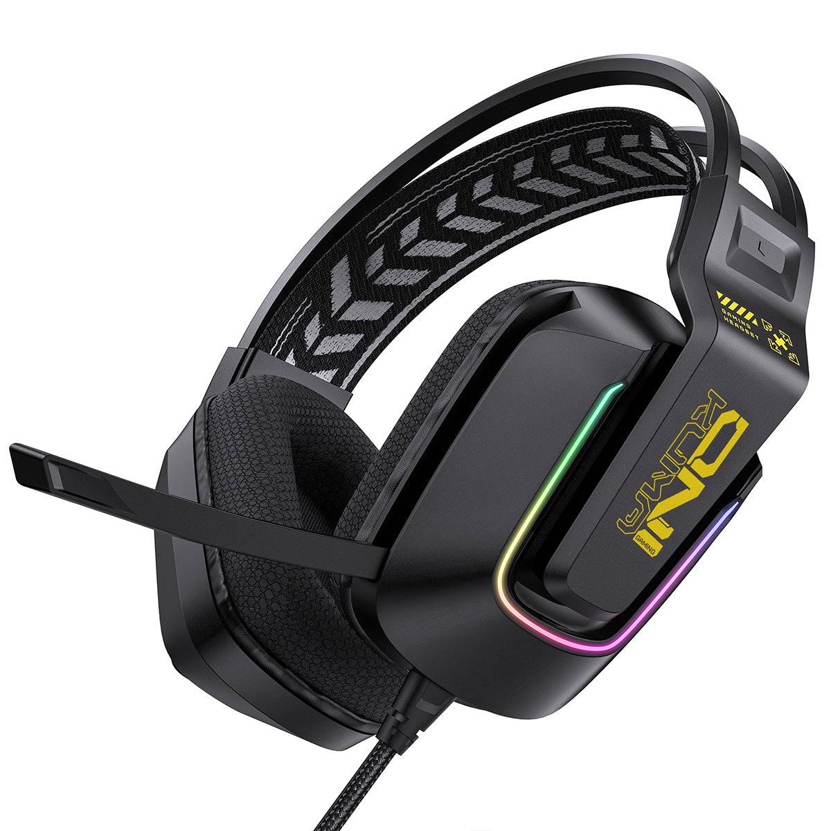 ONIKUMA X13 RGB Gaming Headset in black, featuring a sleek design, breathable ear cushions, and immersive sound quality for gamers.