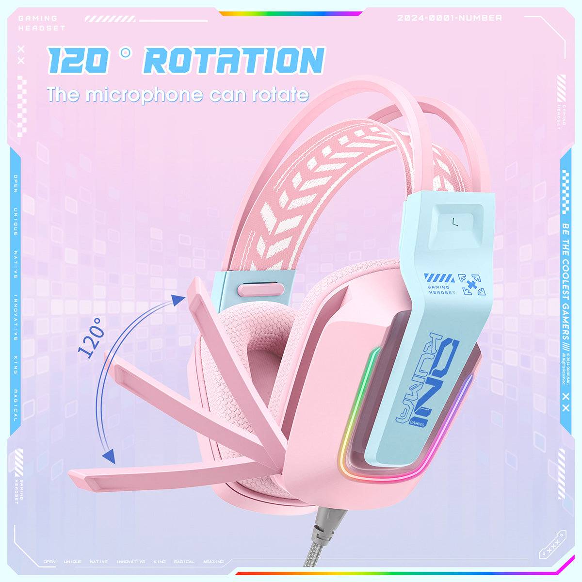 ONIKUMA X13 RGB Gaming Headset with a 120-degree rotating microphone for flexible voice communication during intense gaming sessions.