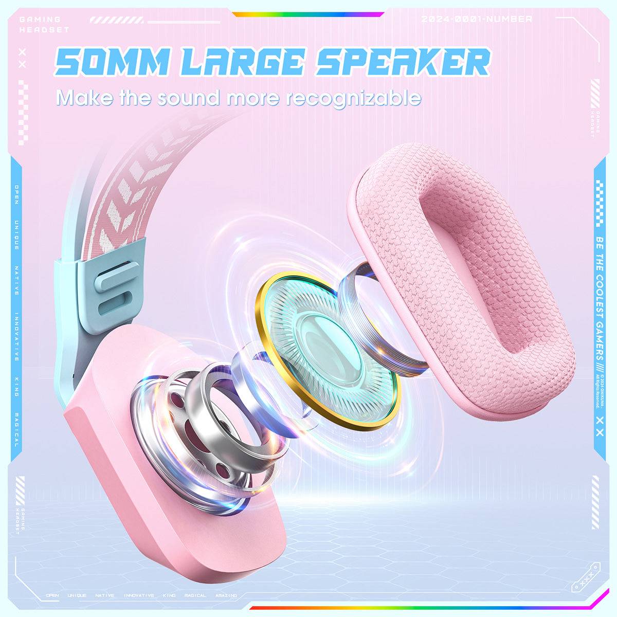 ONIKUMA X13 RGB Gaming Headset with a 50mm large speaker driver for powerful, immersive sound and precise audio recognition.