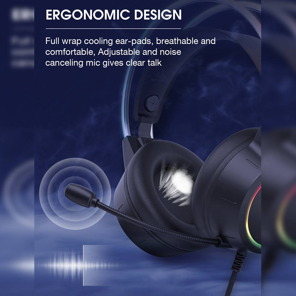 ONIKUMA X15 Pro RGB Gaming Headset featuring ergonomic design with breathable ear pads and a noise-canceling adjustable microphone for clear communication.