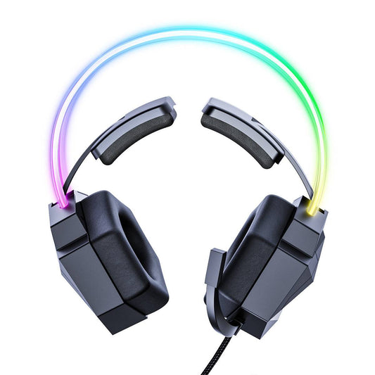 ONIKUMA X20 RGB Wired Gaming Headset with dynamic RGB lighting and ergonomic ear cushions for immersive gaming on PS4, PC, and Xbox.