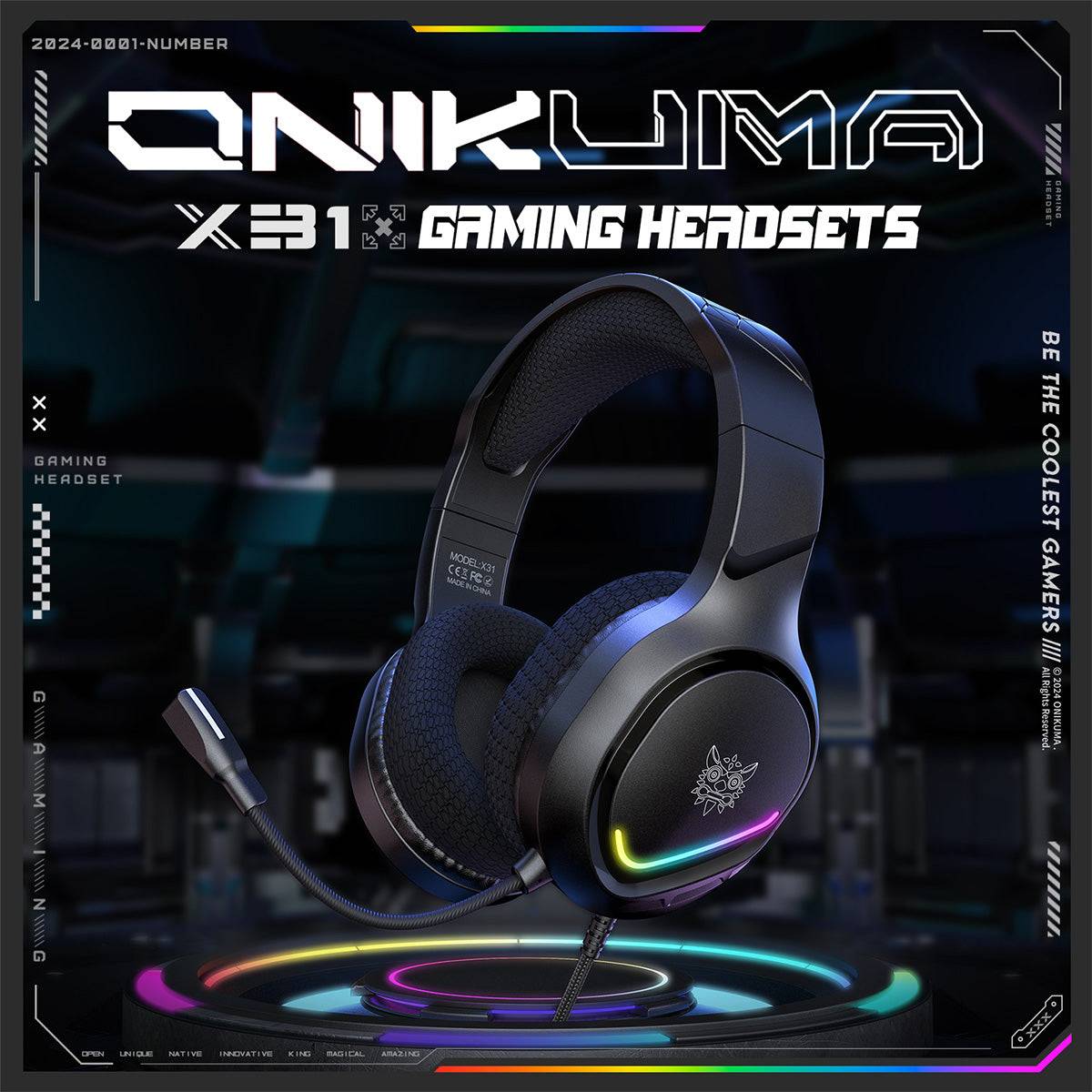 ONIKUMA X31 Gaming Headset featuring RGB lighting and a sleek black design, perfect for enhancing your gaming setup.