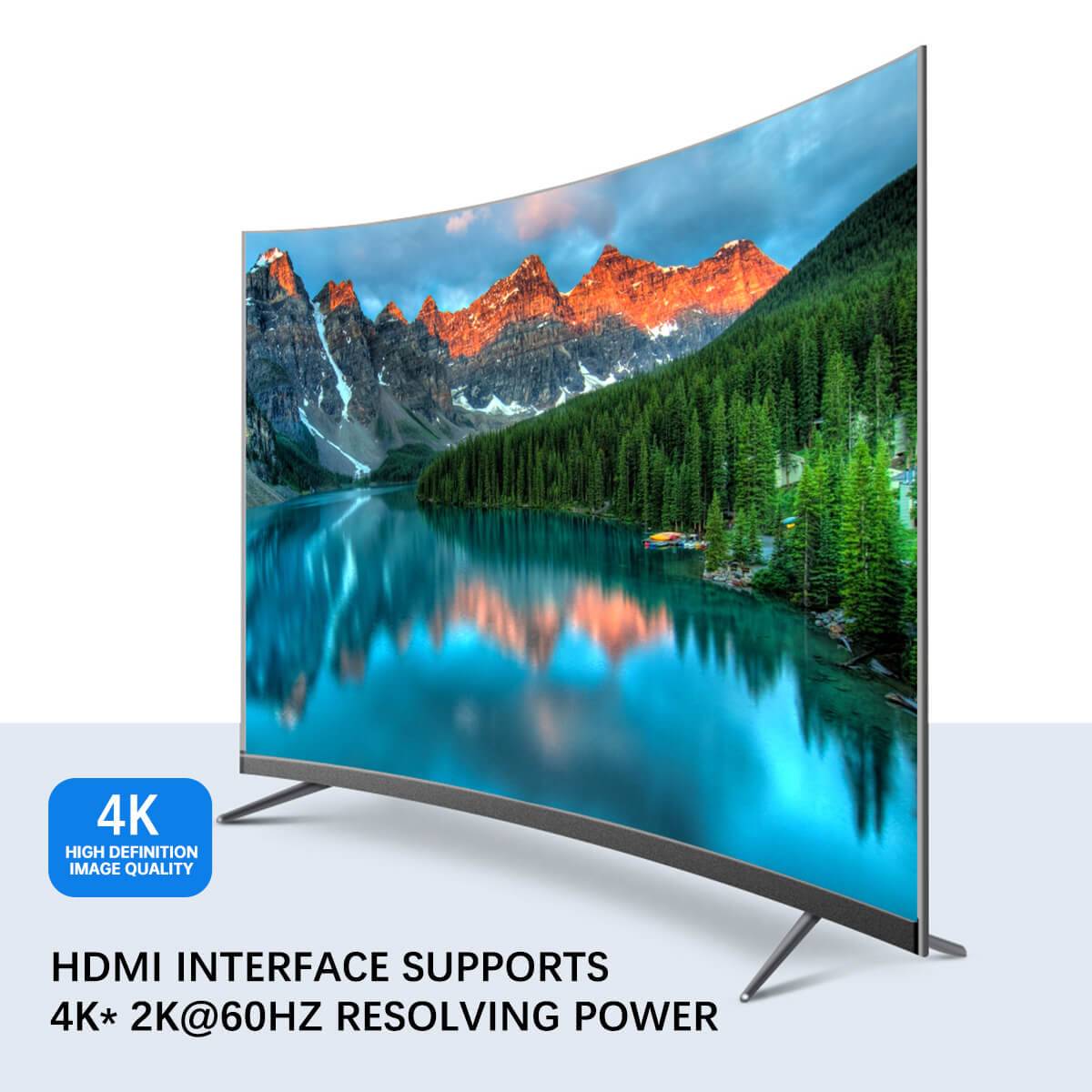 HDMI interface of the Onten 9175K adapter supports 4K 2K resolution at 60Hz, delivering high-definition image quality for an immersive viewing experience.