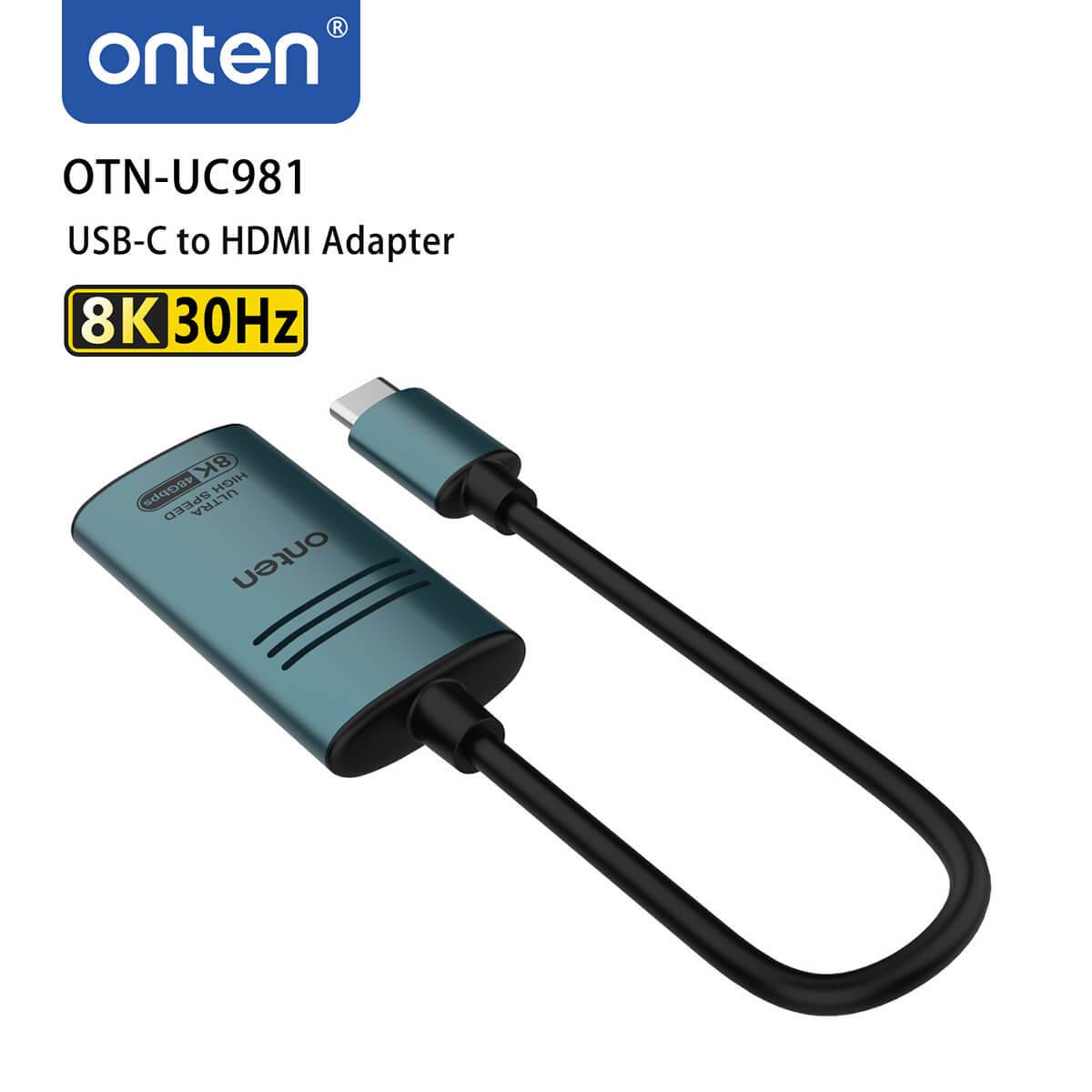 Premium Onten UC981 USB-C to HDMI Adapter with 8K 30Hz resolution, designed for high-speed connectivity and superior display performance.