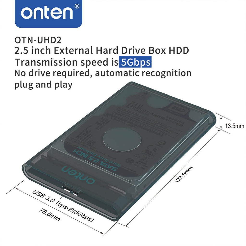 Onten UHD2 2.5 inch External Hard Drive Box with Data Cable - Hugmie