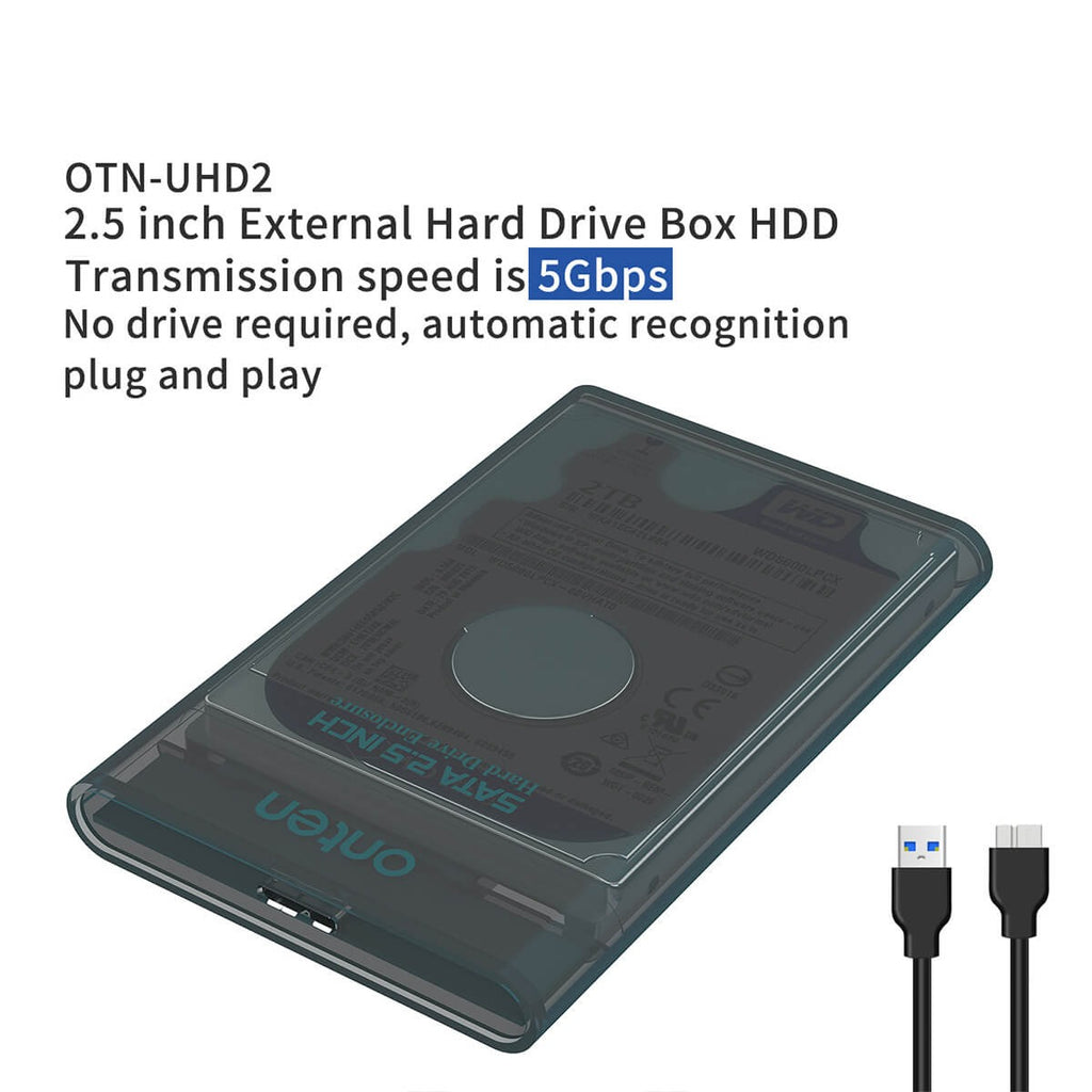 Onten UHD2 2.5 inch External Hard Drive Box with Data Cable - Hugmie