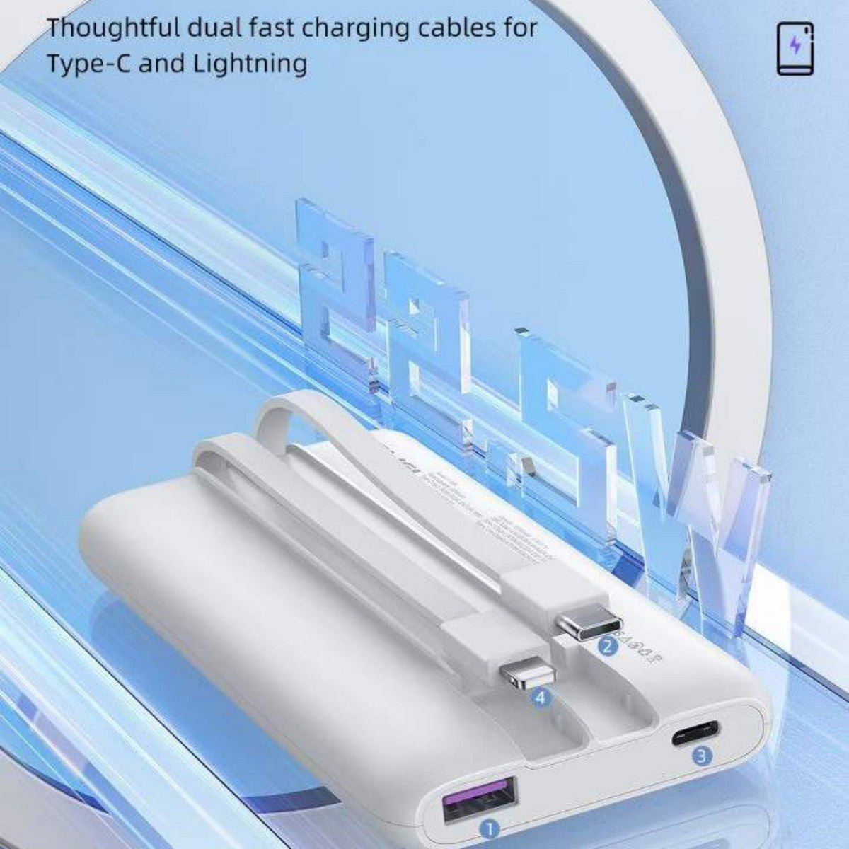 AWEI P168K 22.5W Multiple Outpu tPower Bank With Cable White