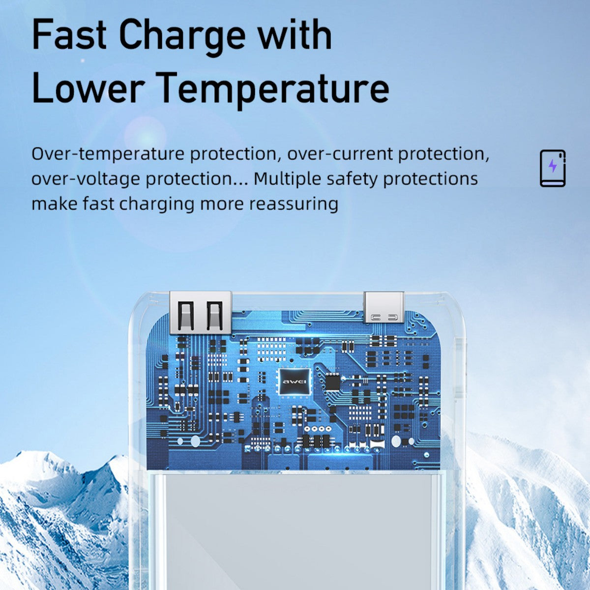 AWEI P168K 22.5W Multiple Outpu tPower Bank With Cable White