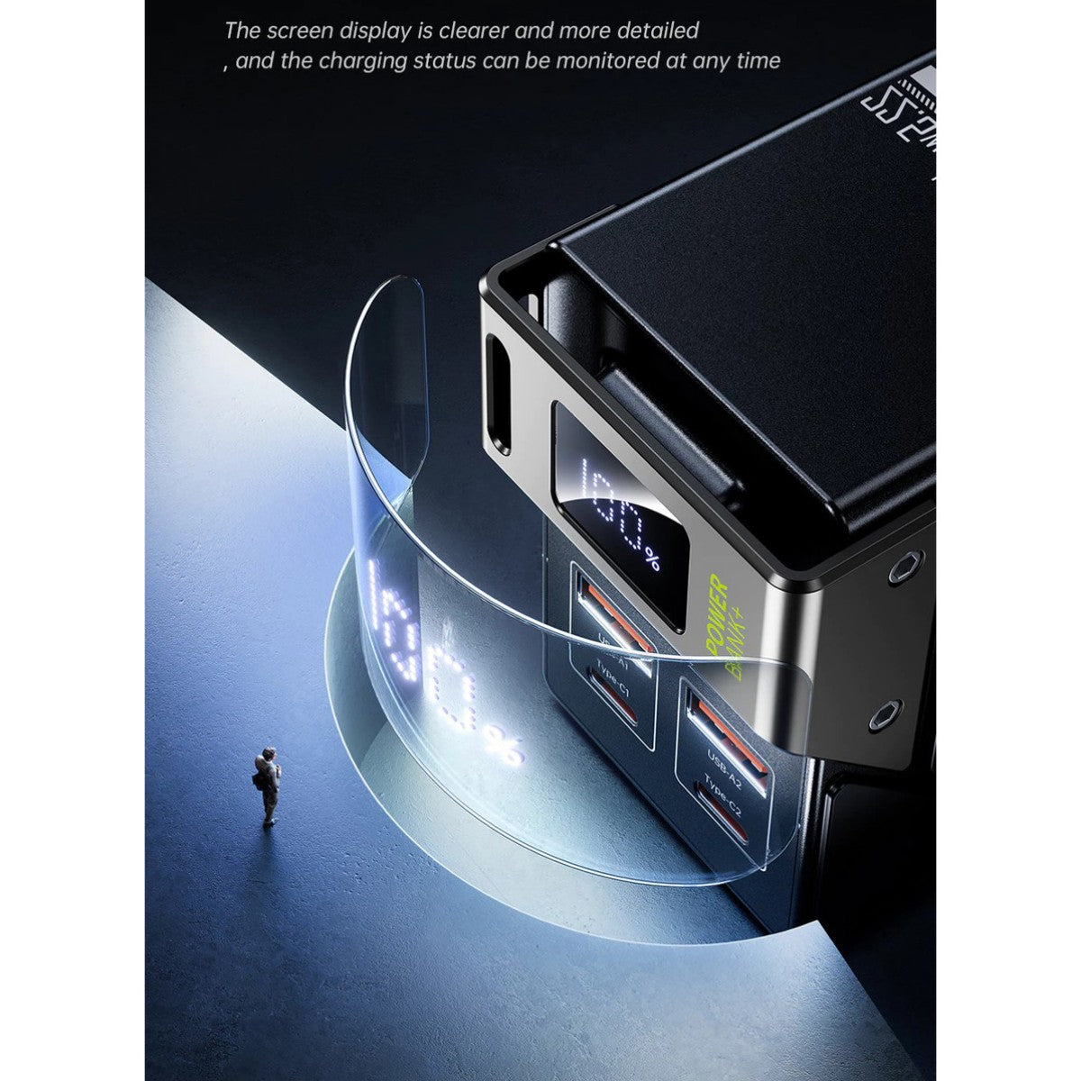AWEI PA-32 power bank with clear digital screen display for real-time charging status and advanced monitoring features.