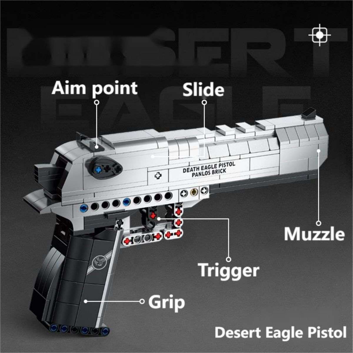 Panlos Brick 1:1 Desert Eagle Pistol Model Building Blocks Set 360Pcs - Hugmie