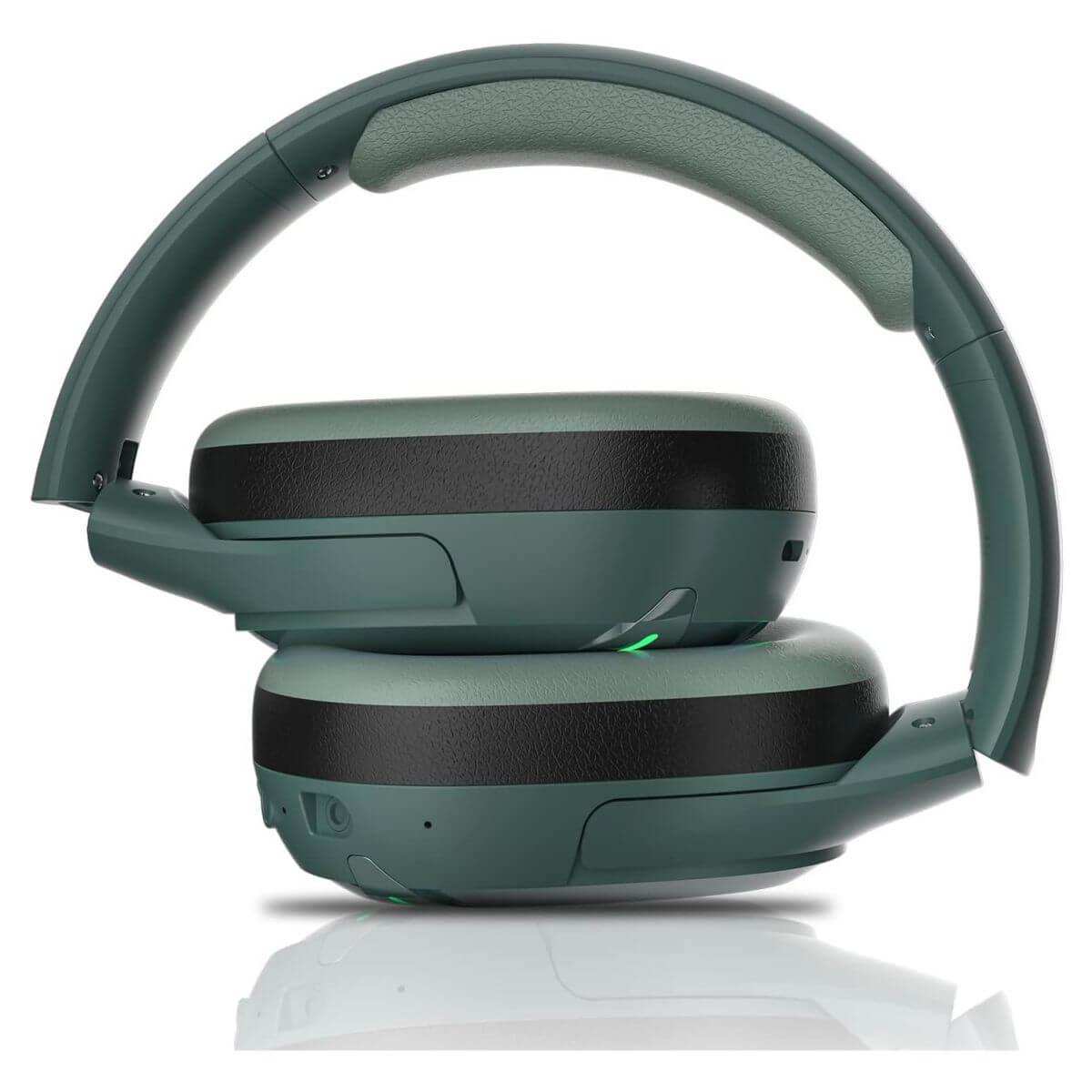 Foldable PHOINIKAS Q6 Wireless Gaming Headphones in green, showcasing compact and portable design for easy storage and travel.