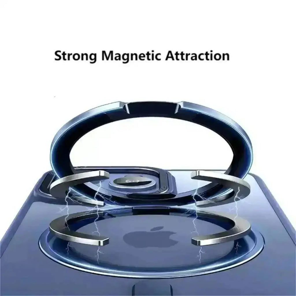 Premium Hybrid iPhone Magsafe Case with Magnetic Ring Holder Blue - Hugmie