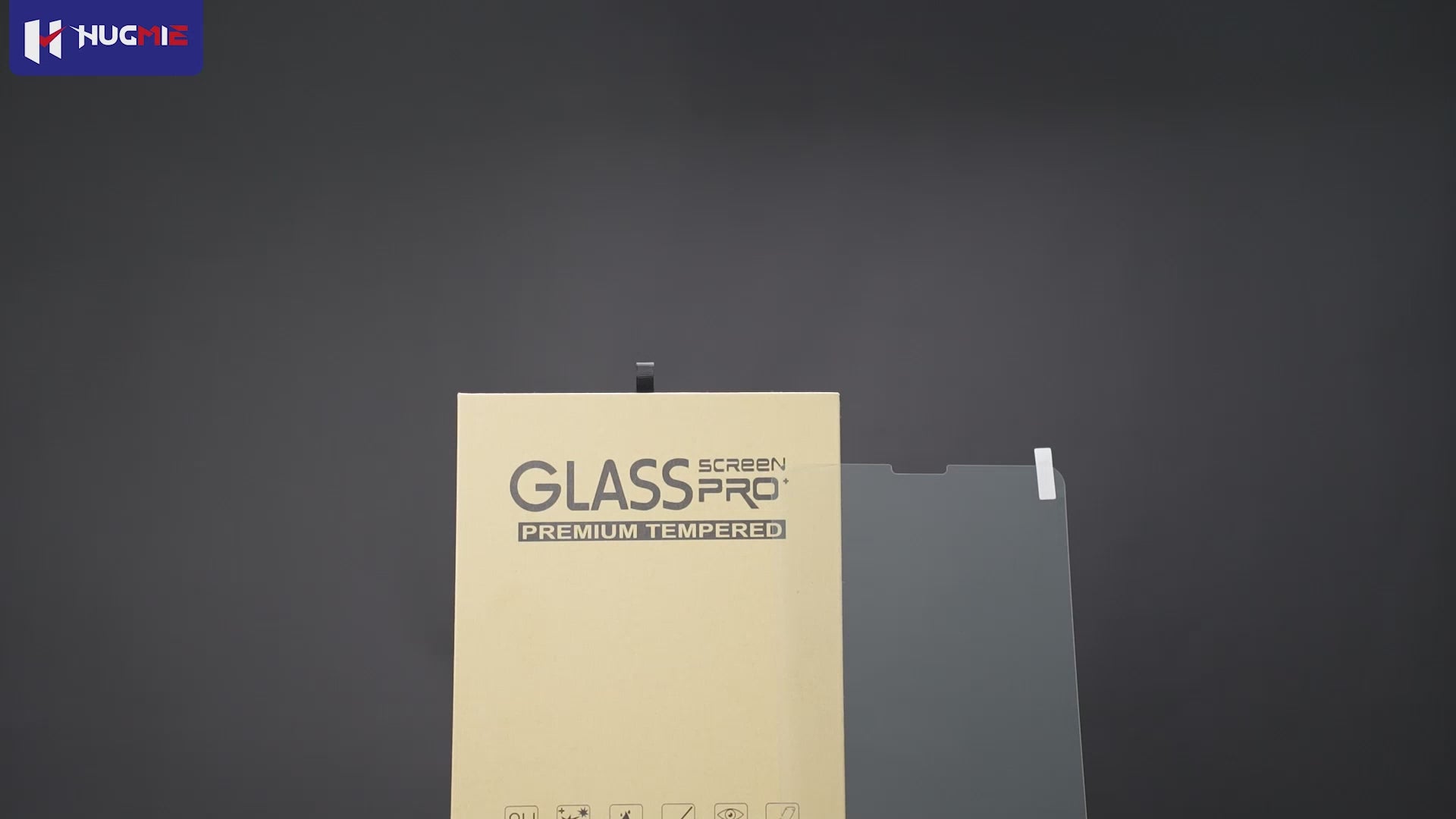 Hugmie Tempered Glass Screen Protector with premium tempered glass and durable packaging for iPad 10.2 inch.