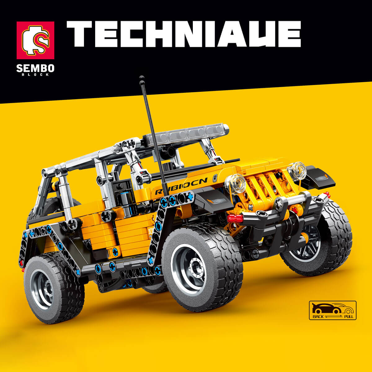 Sembo Block 701608 Technique Series Off-Road Pull-Back Jeep Wrangler Truck Building Bricks - Hugmie