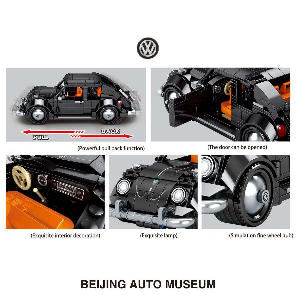 Sembo Block 701809 Beijing Automobile Museum: Volkswagen Beetle Technic Car Building Blocks - Hugmie