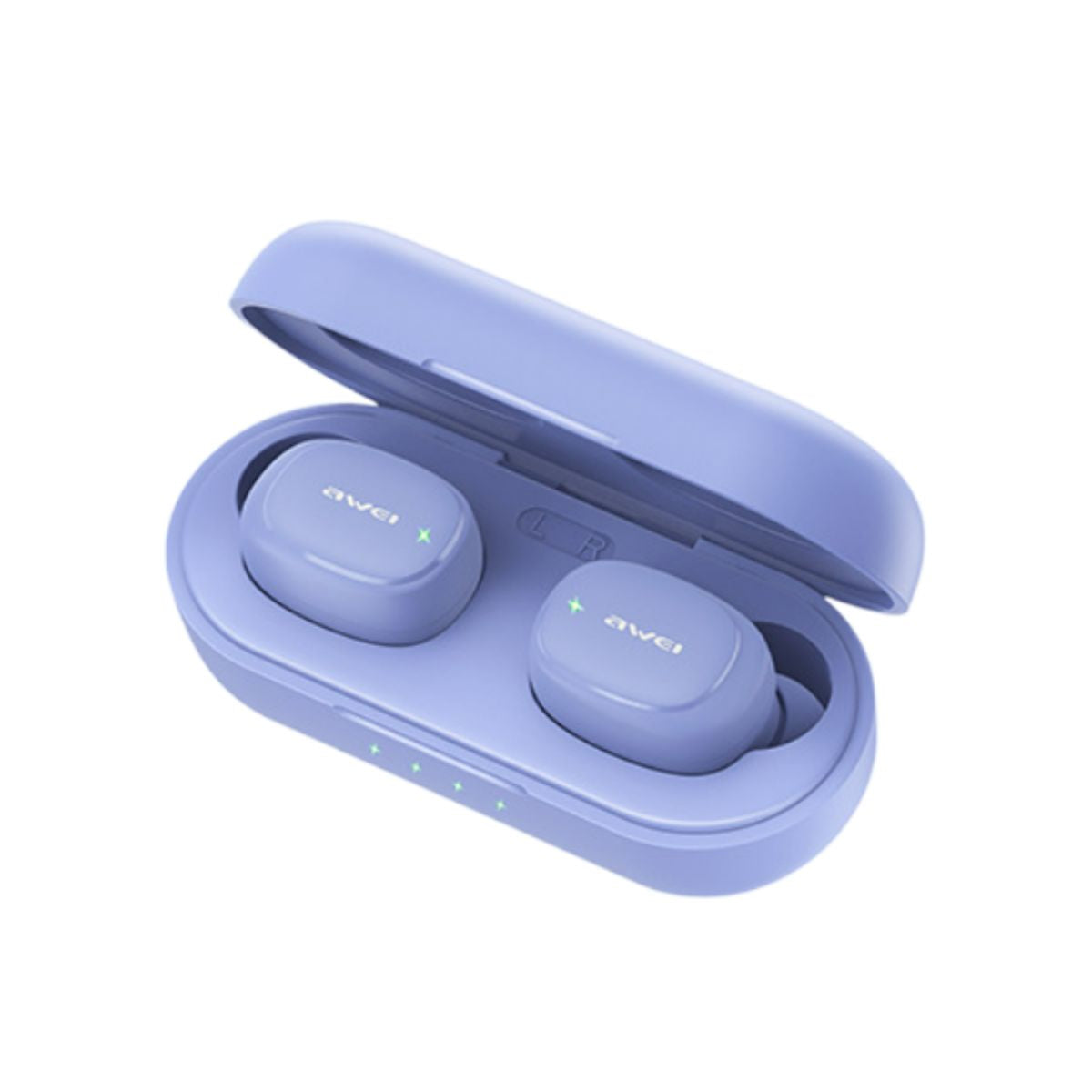 AWEI T13 Pro Bluetooth TWS Earbuds in blue with LED indicators. Enjoy fast charging, 8mm drive units, and seamless connectivity.