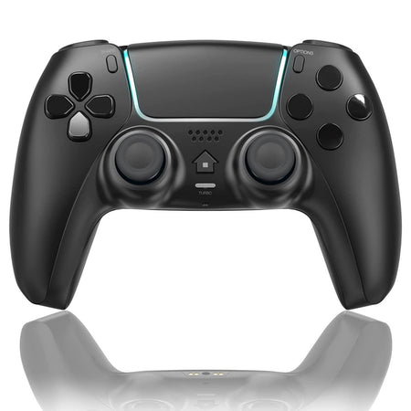 T28 Dual Shock PS4 Wireless Controller in black with ergonomic design, dual analog sticks, and LED accents for enhanced gaming performance.