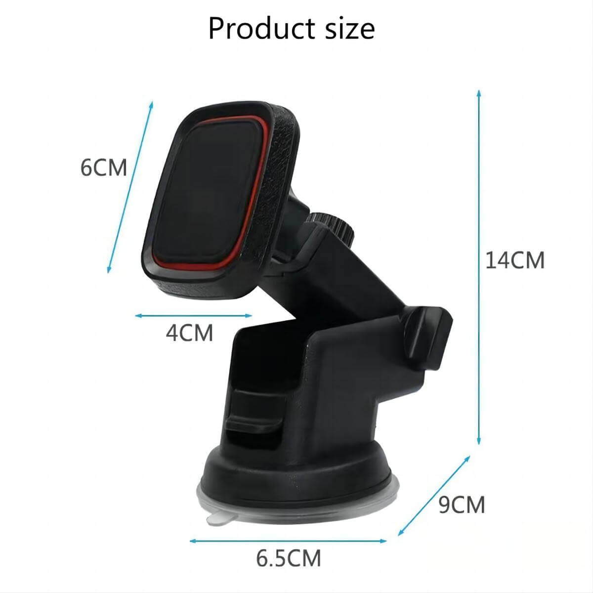 Product dimensions of the UN-22 Magnetic Car Phone Holder with detailed measurements for reference.