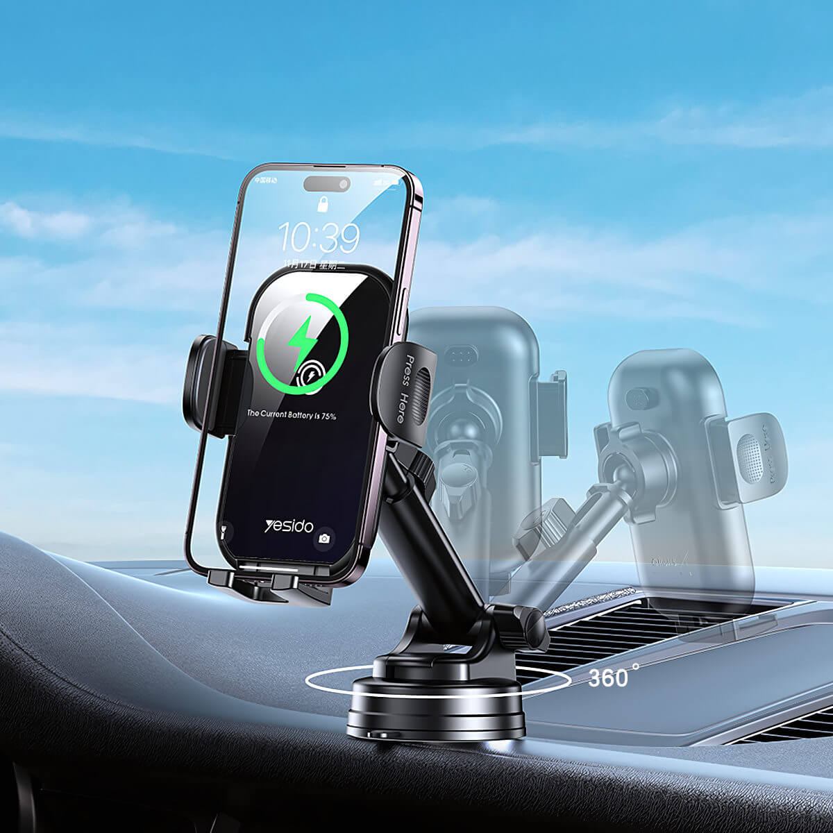 Yesido C197 15W Wireless Charger Phone Holder