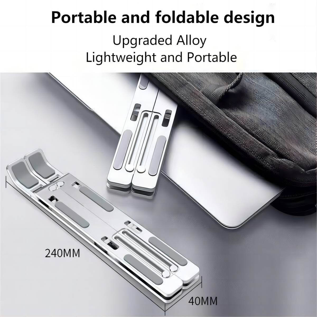 Compact and foldable Z34 Laptop Stand made of upgraded alloy. Lightweight and portable for easy storage and travel.