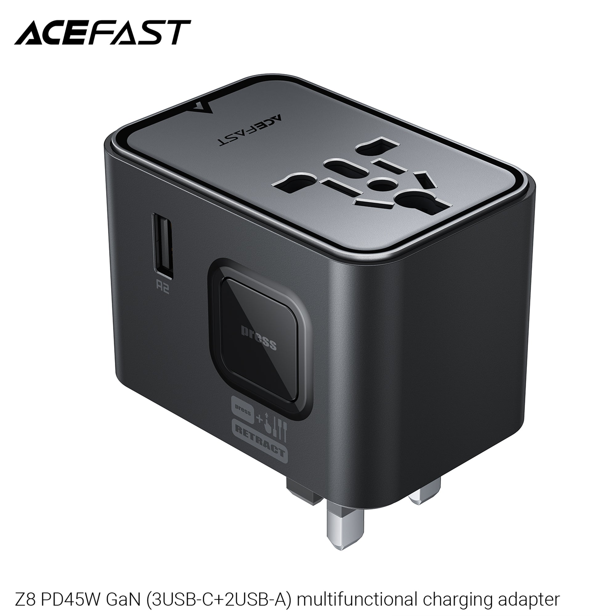 ACEFAST Z8 PD45W GaN (3USB-C+2USB-A) Multifunctional Charging Adapter