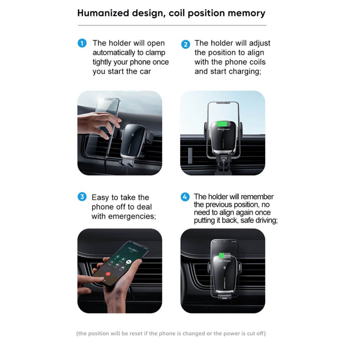 Joyroom Auto 15W Dual Coil Qi Wireless Charger KFZ Handy-Ladegerät  Armaturenbretthalter Car Ladegerät schwarz kaufen